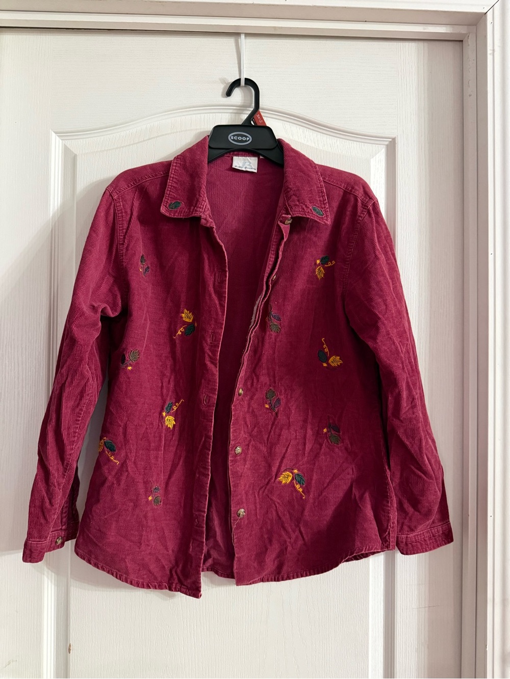 Vintage Bobbie Brooks Fall Embroidered Corduroy Button Up Sz M. SP-156